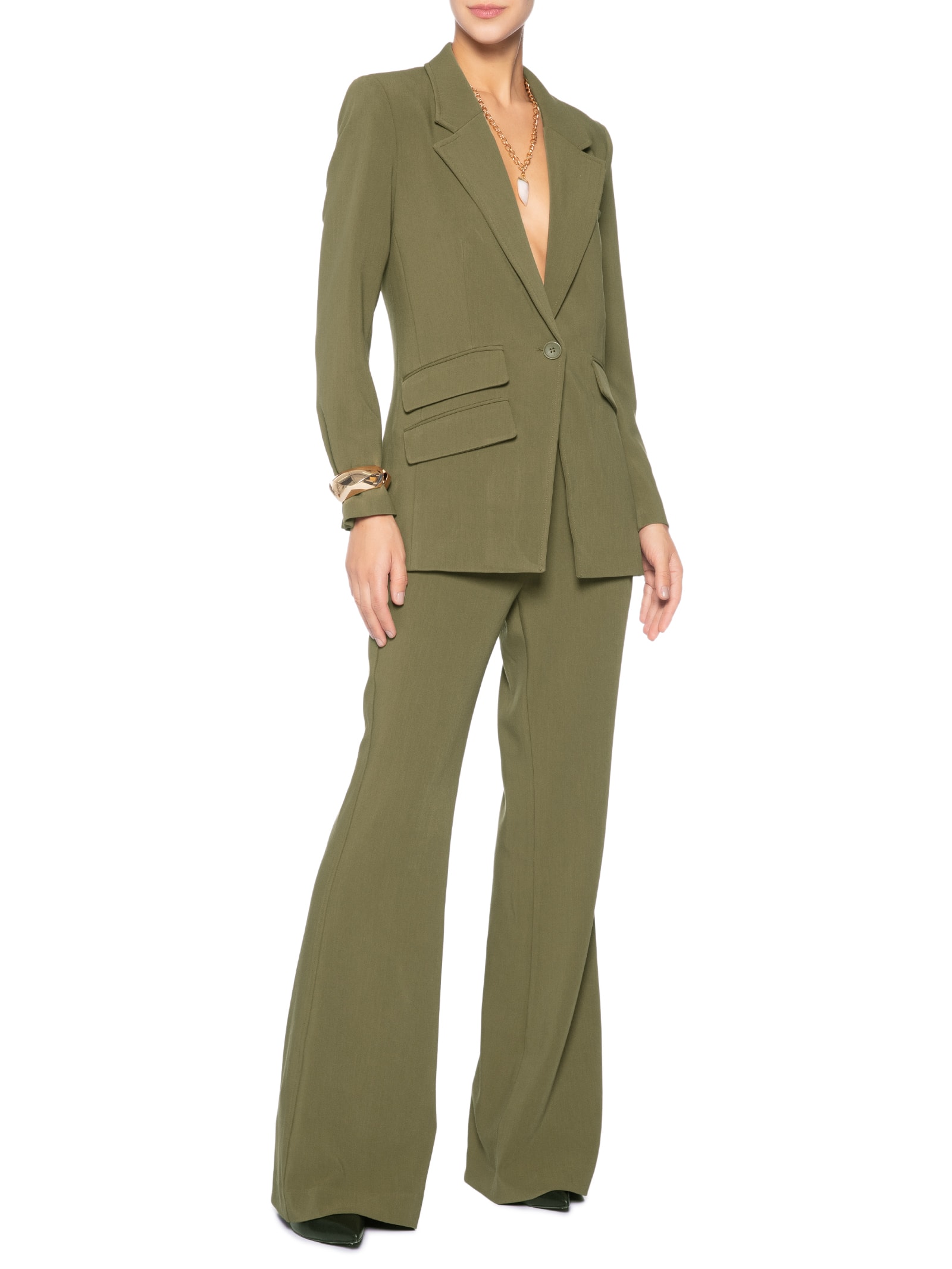 Blazer Feminino Slim Voyage Verde Animale