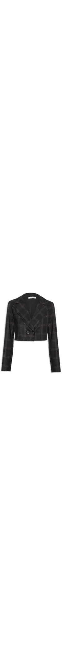 Blazer Feminino Spencer Linho Xadrez - Preto