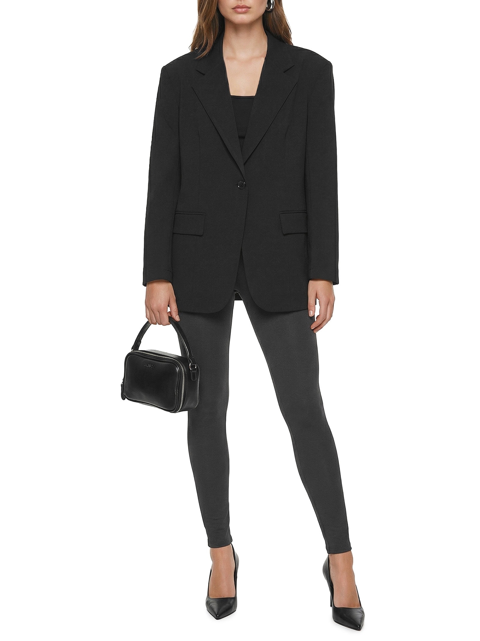 Blazer Feminino Super Oversized Alongado Preto My Favorite
