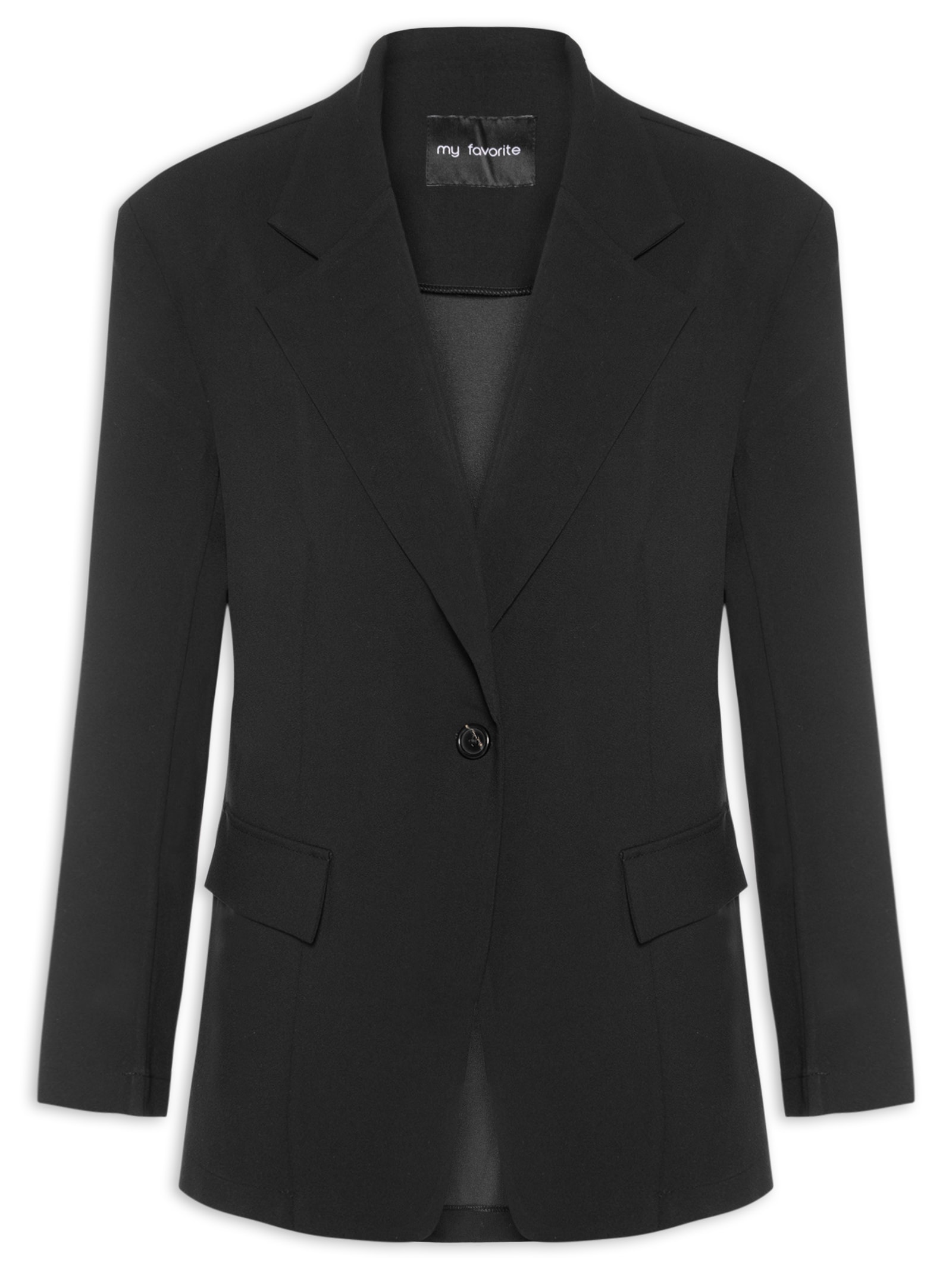 Blazer Feminino Super Oversized Alongado Preto My Favorite