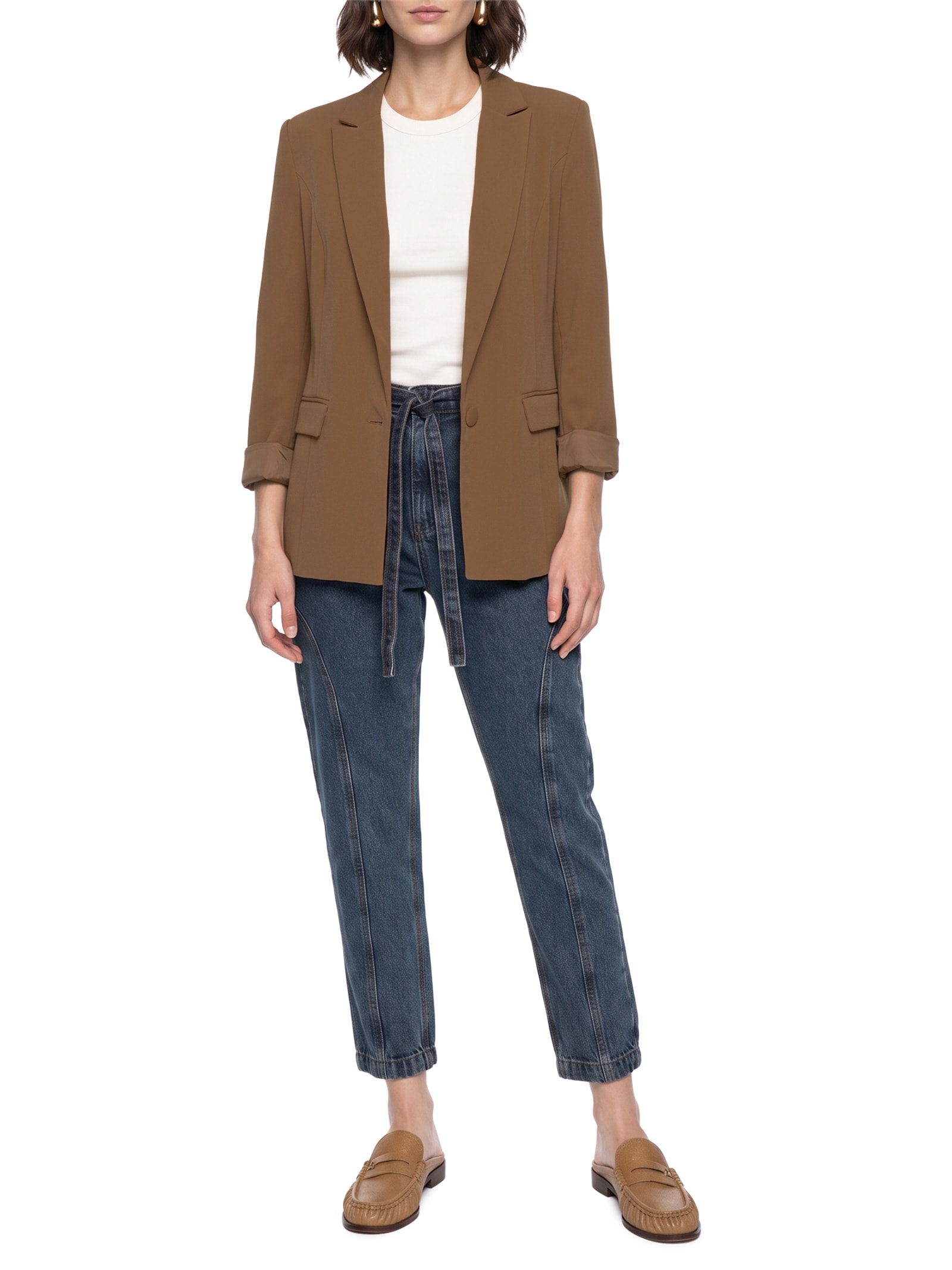 Blazer Feminino Tecido Classic Marrom Lez A Lez