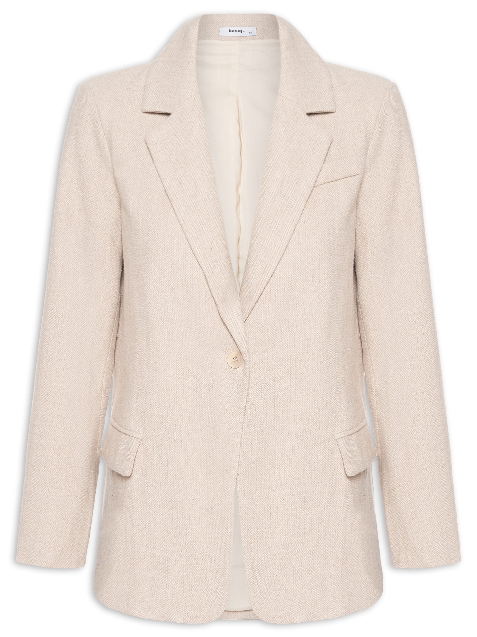 Blazer Feminino Texturizado Bege Basiq