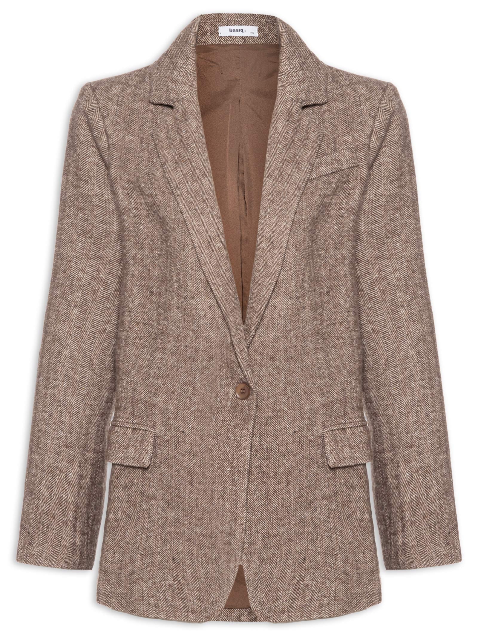 Blazer Feminino Texturizado Bege Basiq