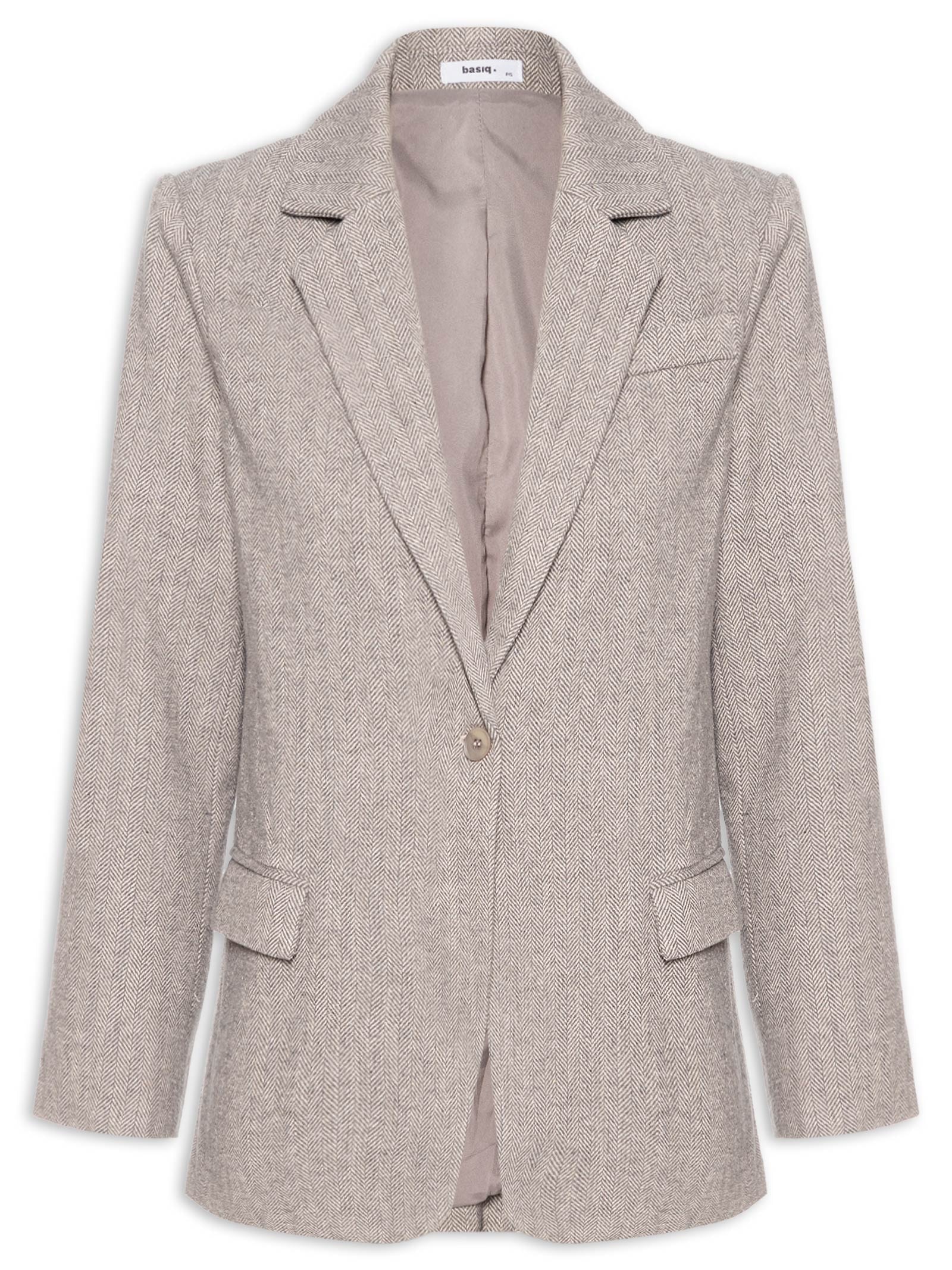 Blazer Feminino Texturizado Cinza Basiq
