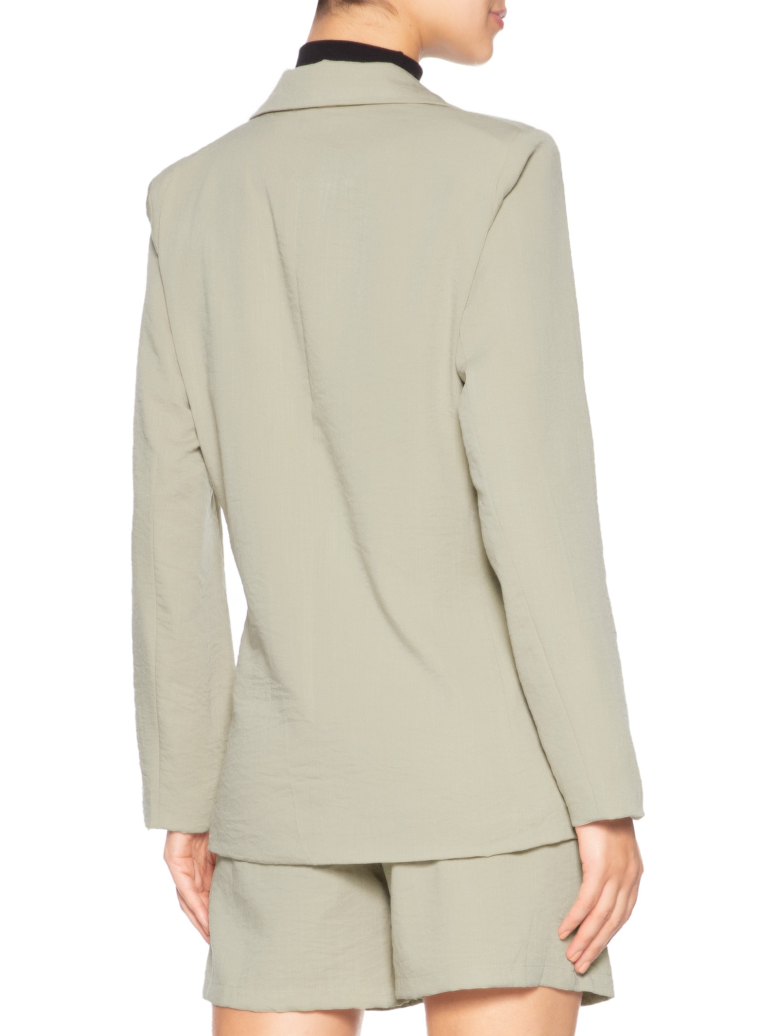 Blazer Feminino Texturizado Com Bolso Bege Basiq