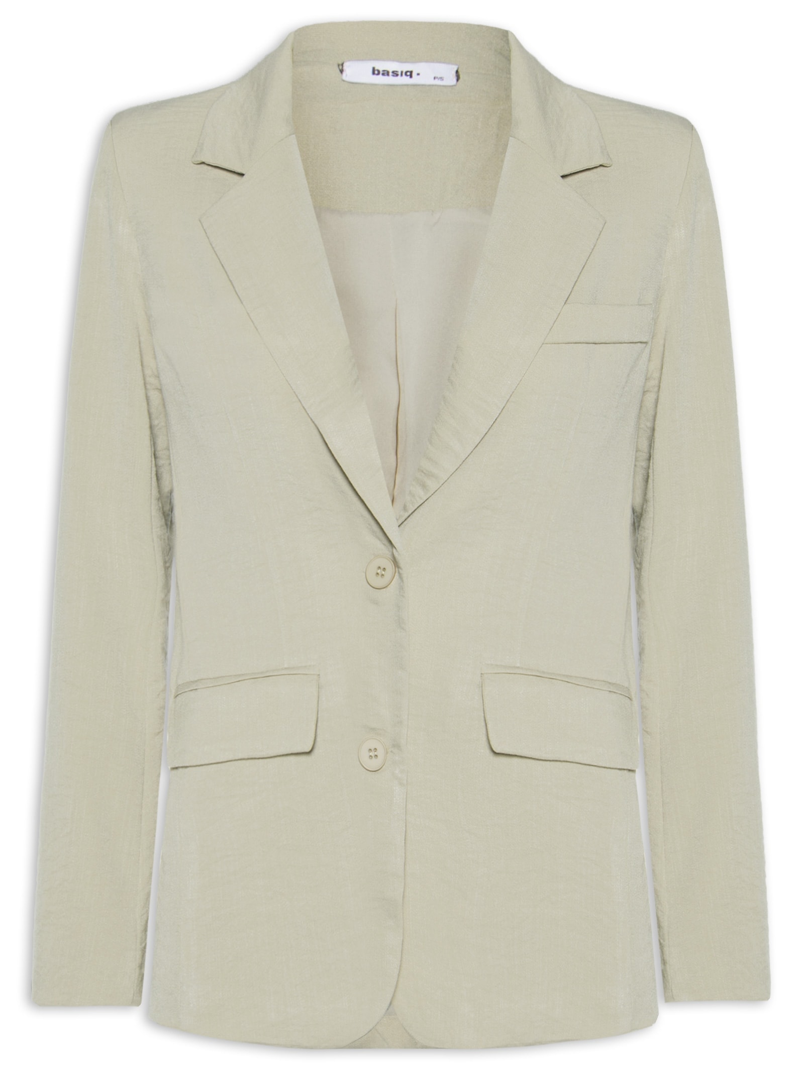 Blazer Feminino Texturizado Com Bolso Bege Basiq