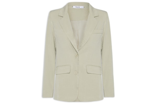 Blazer Feminino Texturizado Com Bolso - Bege