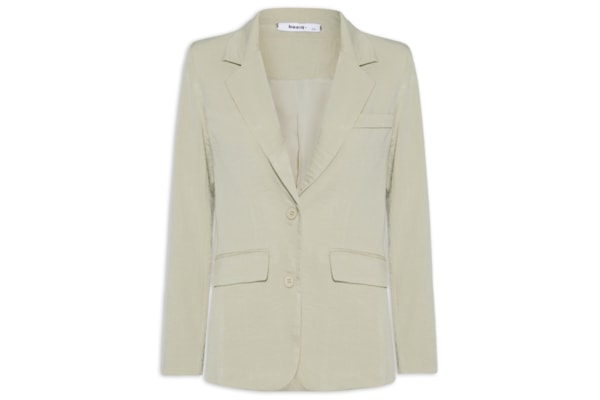 Blazer Feminino Texturizado Com Bolso - Bege