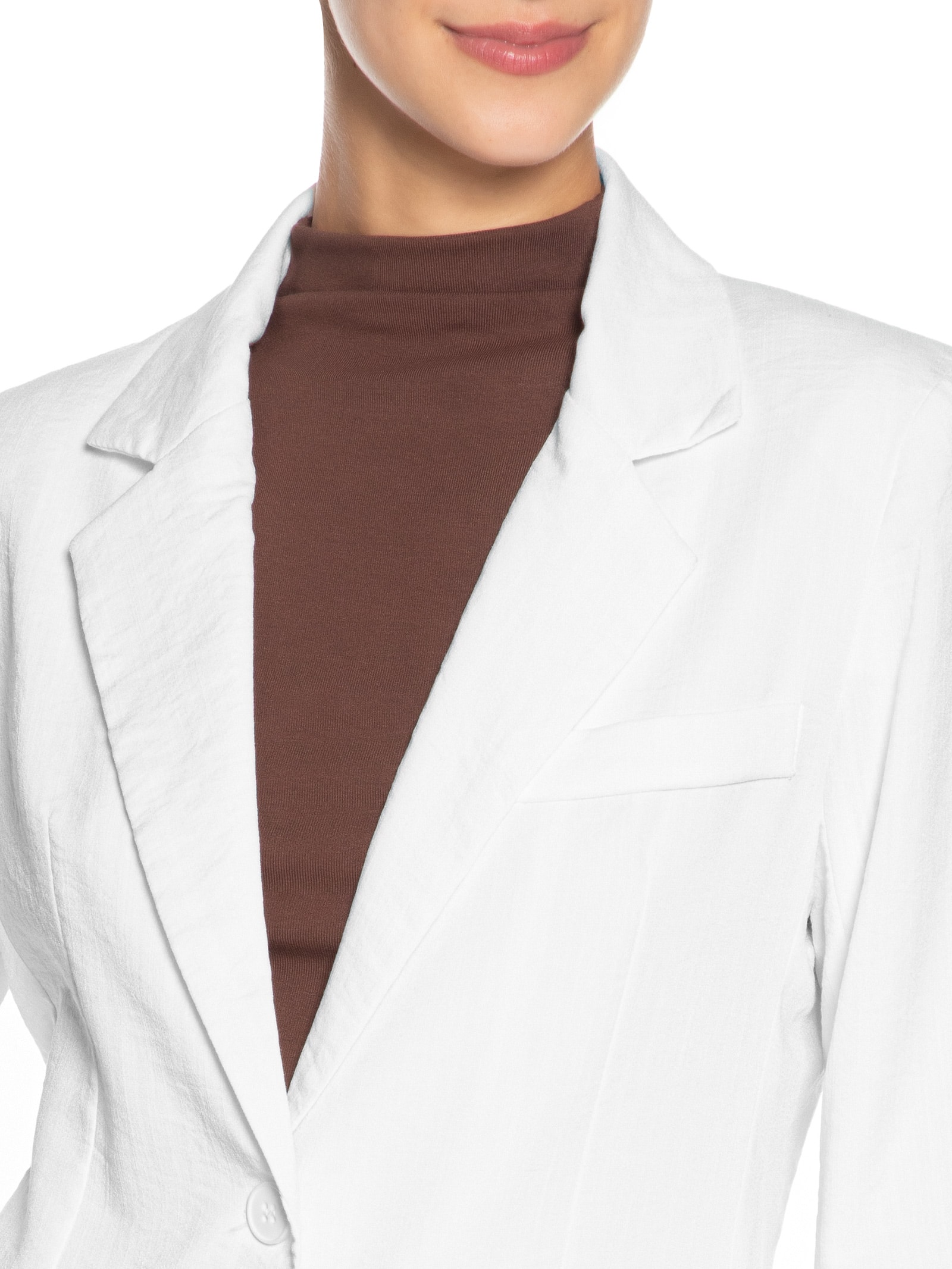 Blazer Feminino Texturizado Com Bolso Branco Basiq