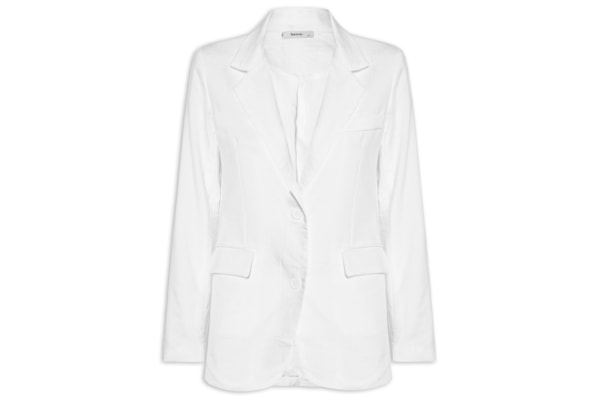 Blazer Feminino Texturizado Com Bolso - Branco