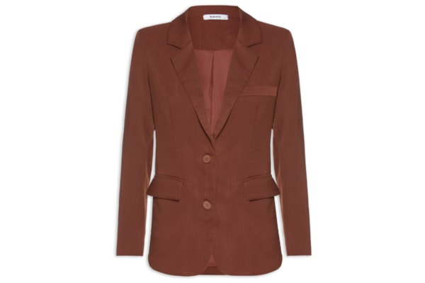 Blazer Feminino Texturizado Com Bolso - Marrom