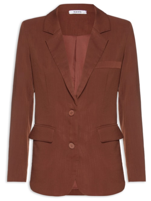 Blazer Feminino Texturizado Com Bolso – Marrom