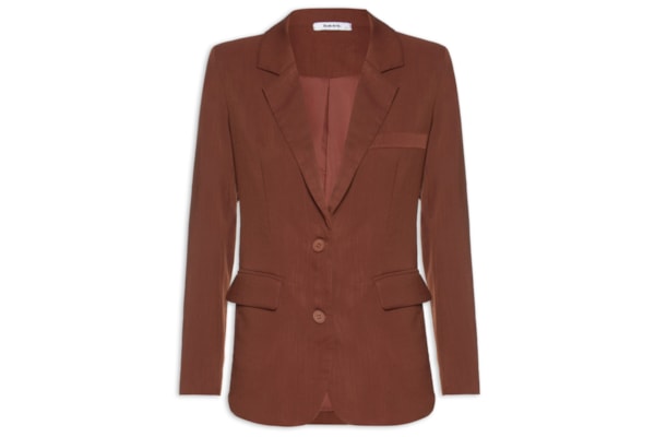 Blazer Feminino Texturizado Com Bolso - Marrom