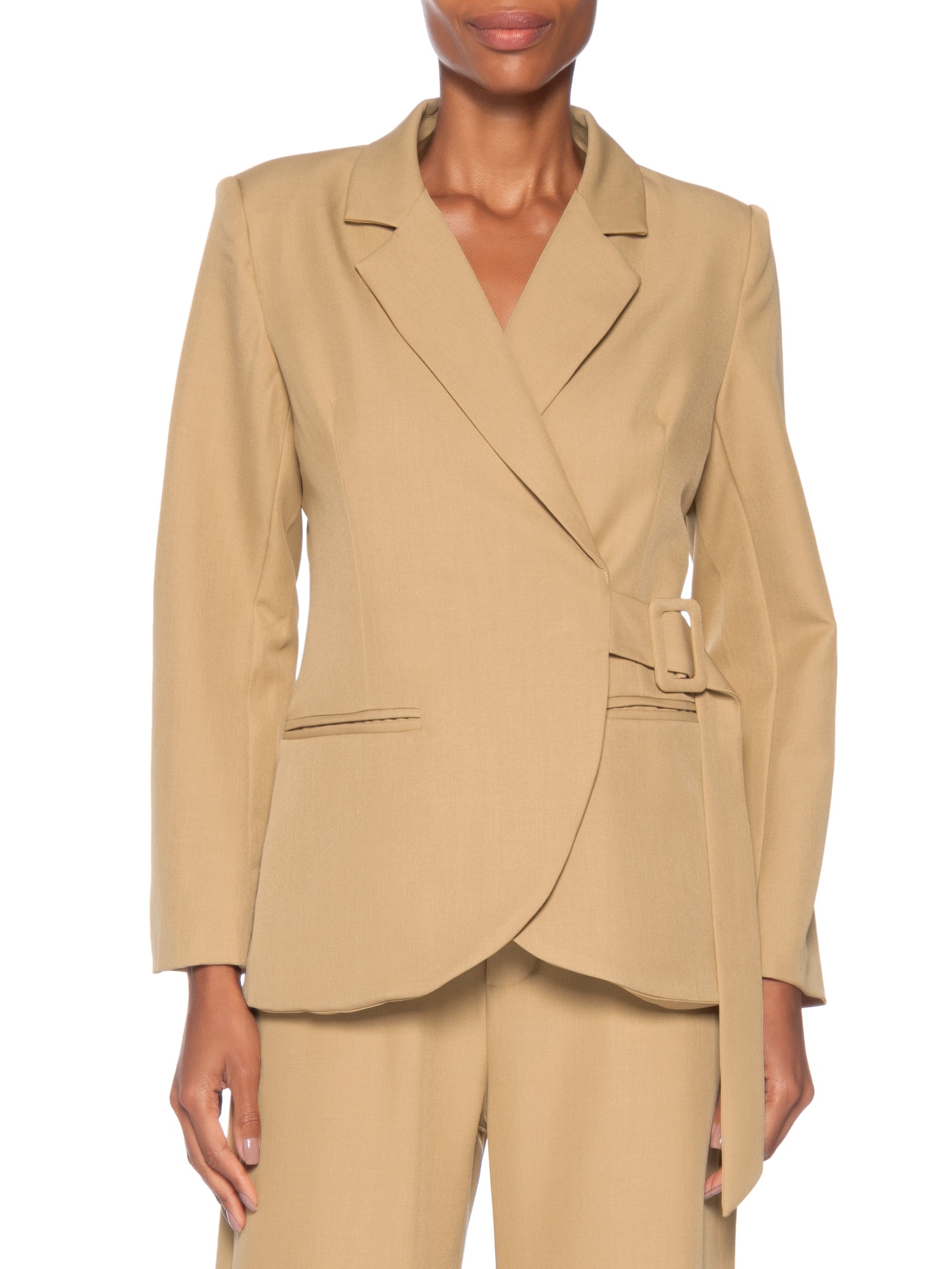 Blazer Feminino Transpassado – Bege Basiq