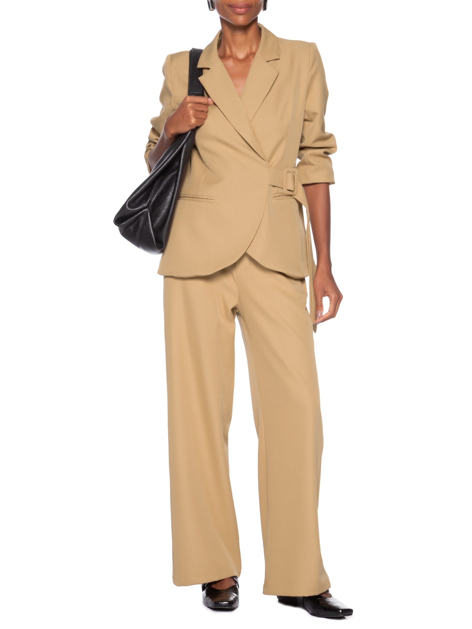 Blazer Feminino Transpassado – Bege Basiq