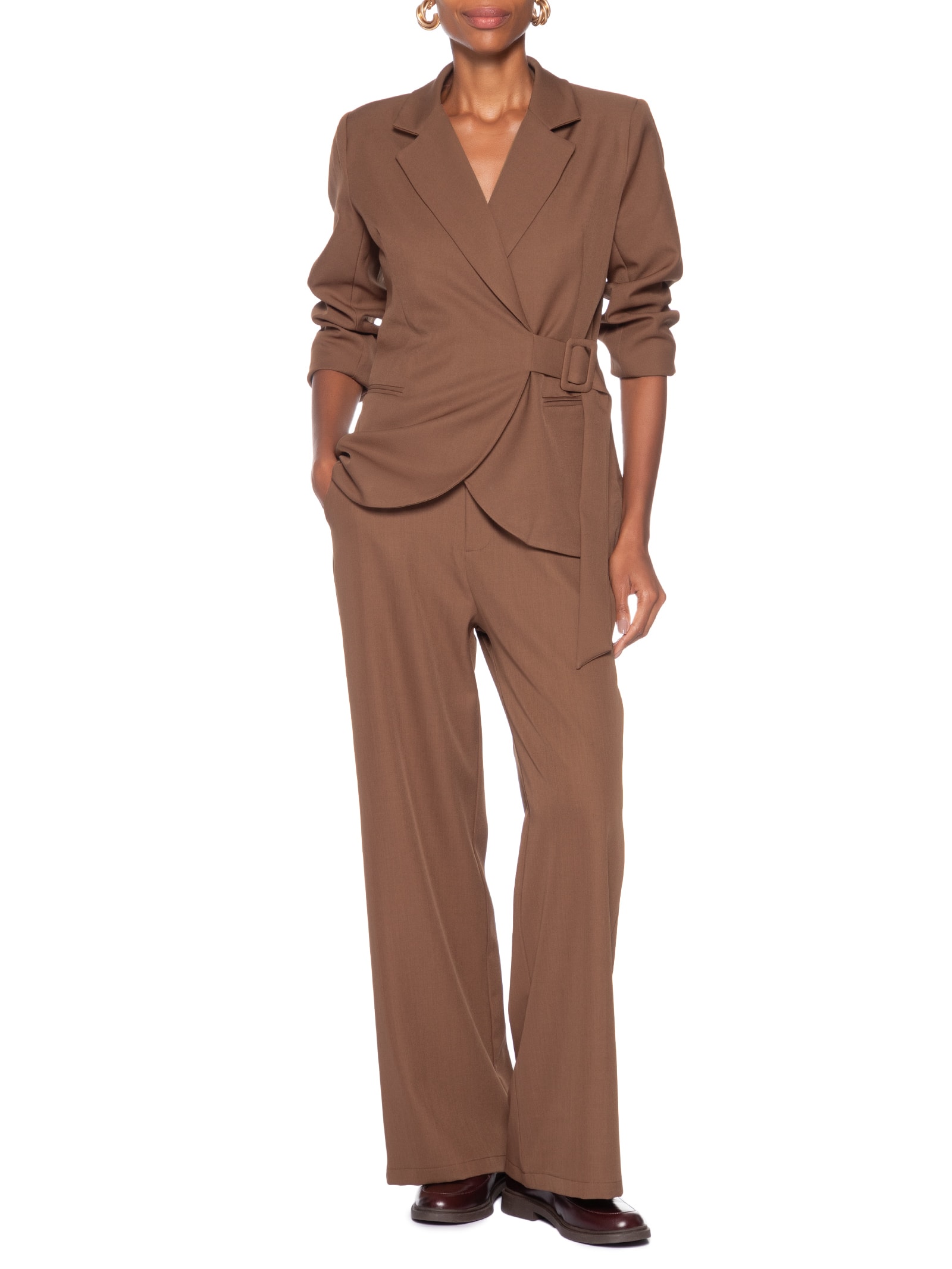 Blazer Feminino Transpassado – Marrom Basiq