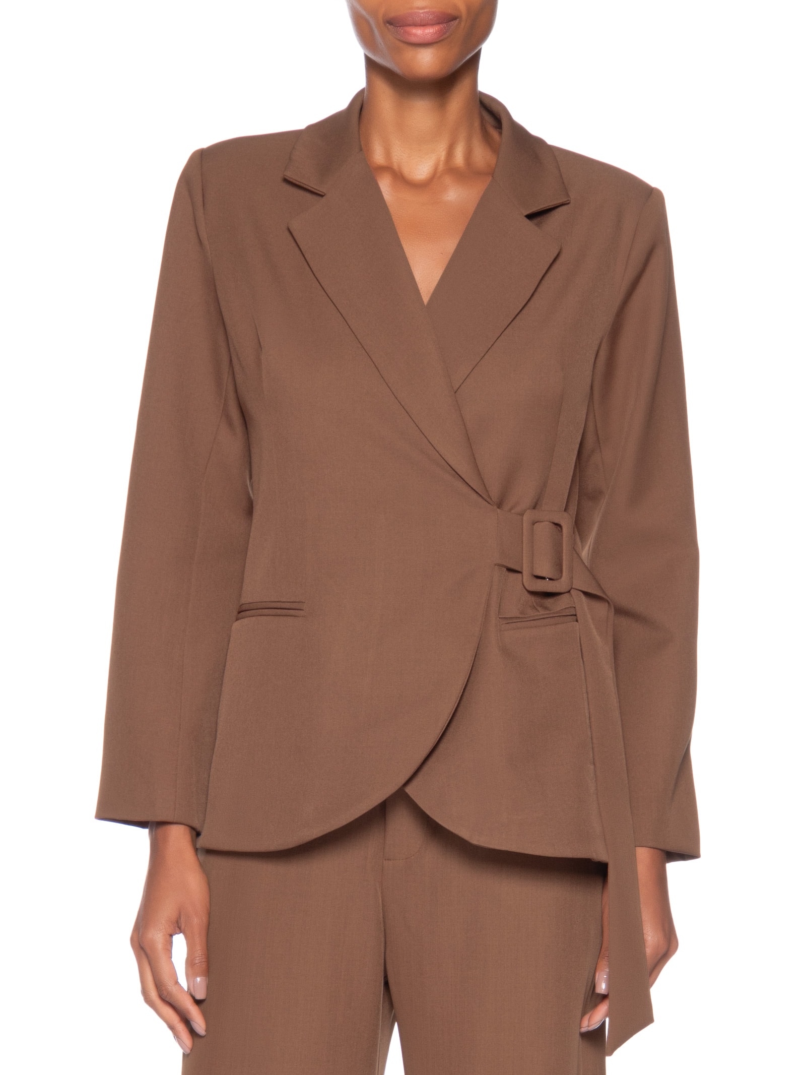 Blazer Feminino Transpassado – Marrom Basiq
