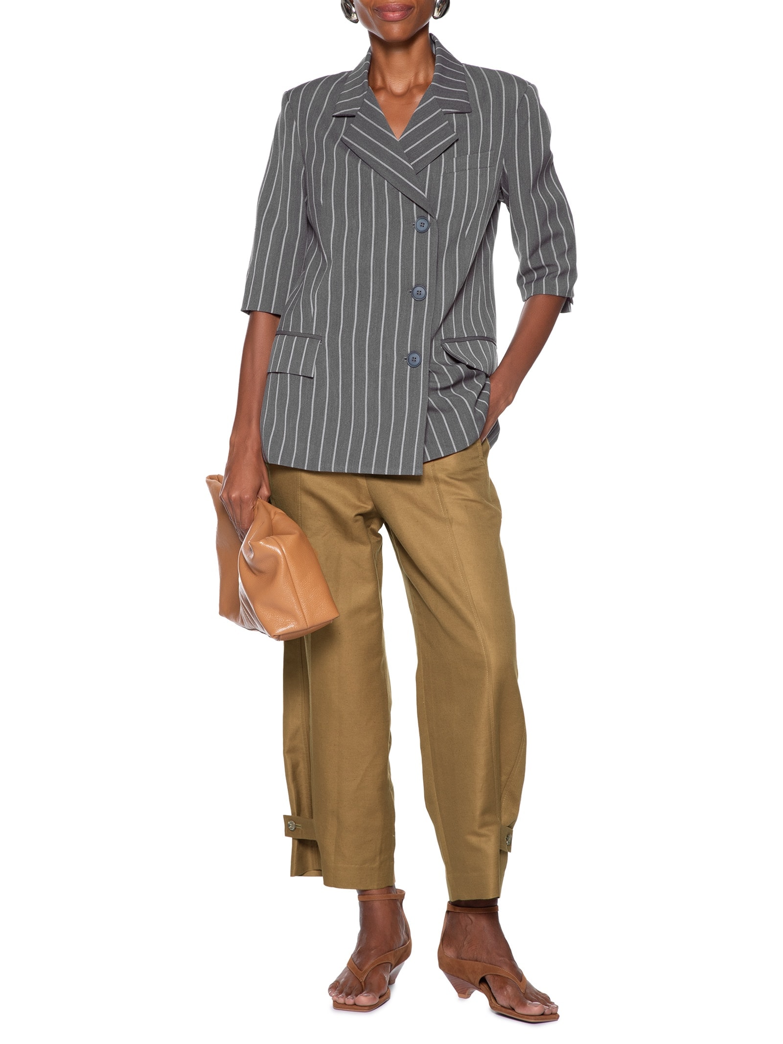 Blazer Feminino Transpasse Melange Cinza Animale