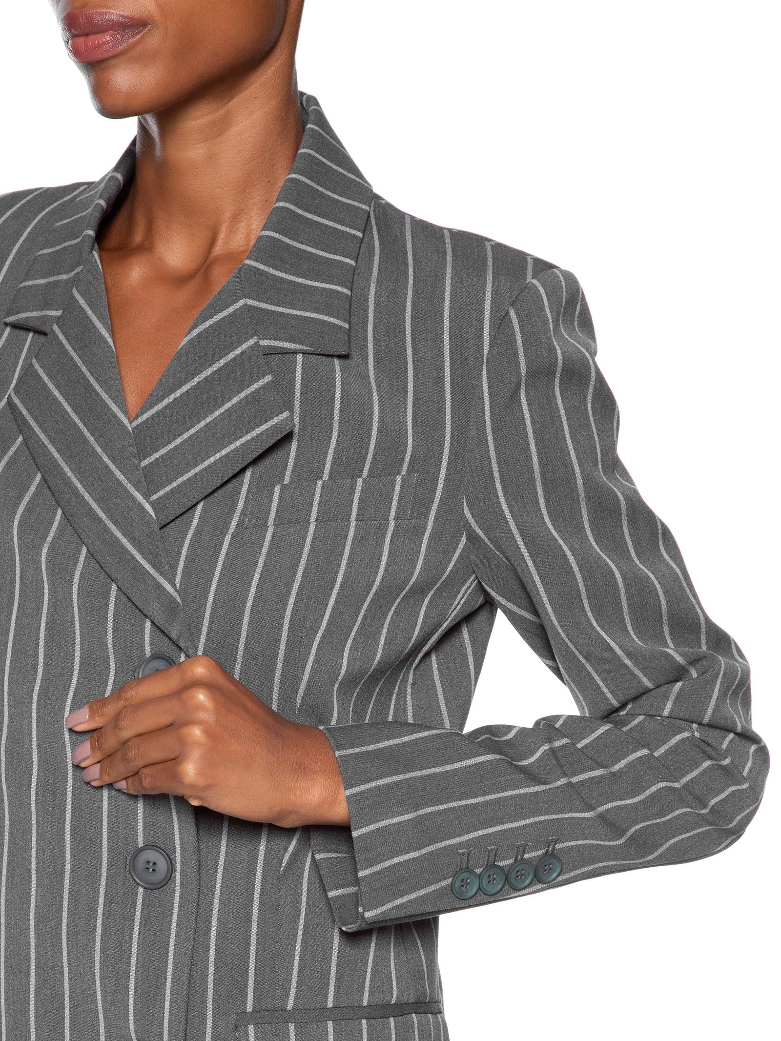 Blazer Feminino Transpasse Melange Cinza Animale