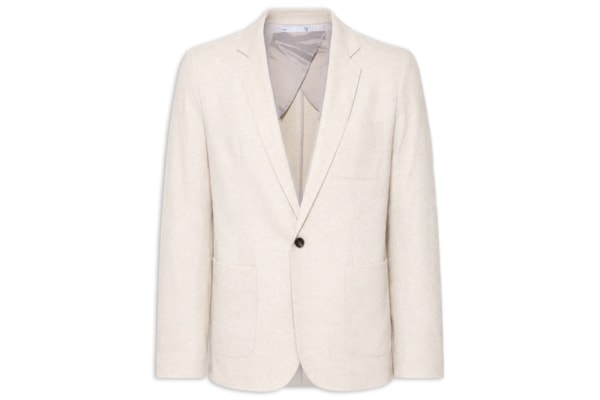 Blazer Masculino Em Blend Linho - Bege