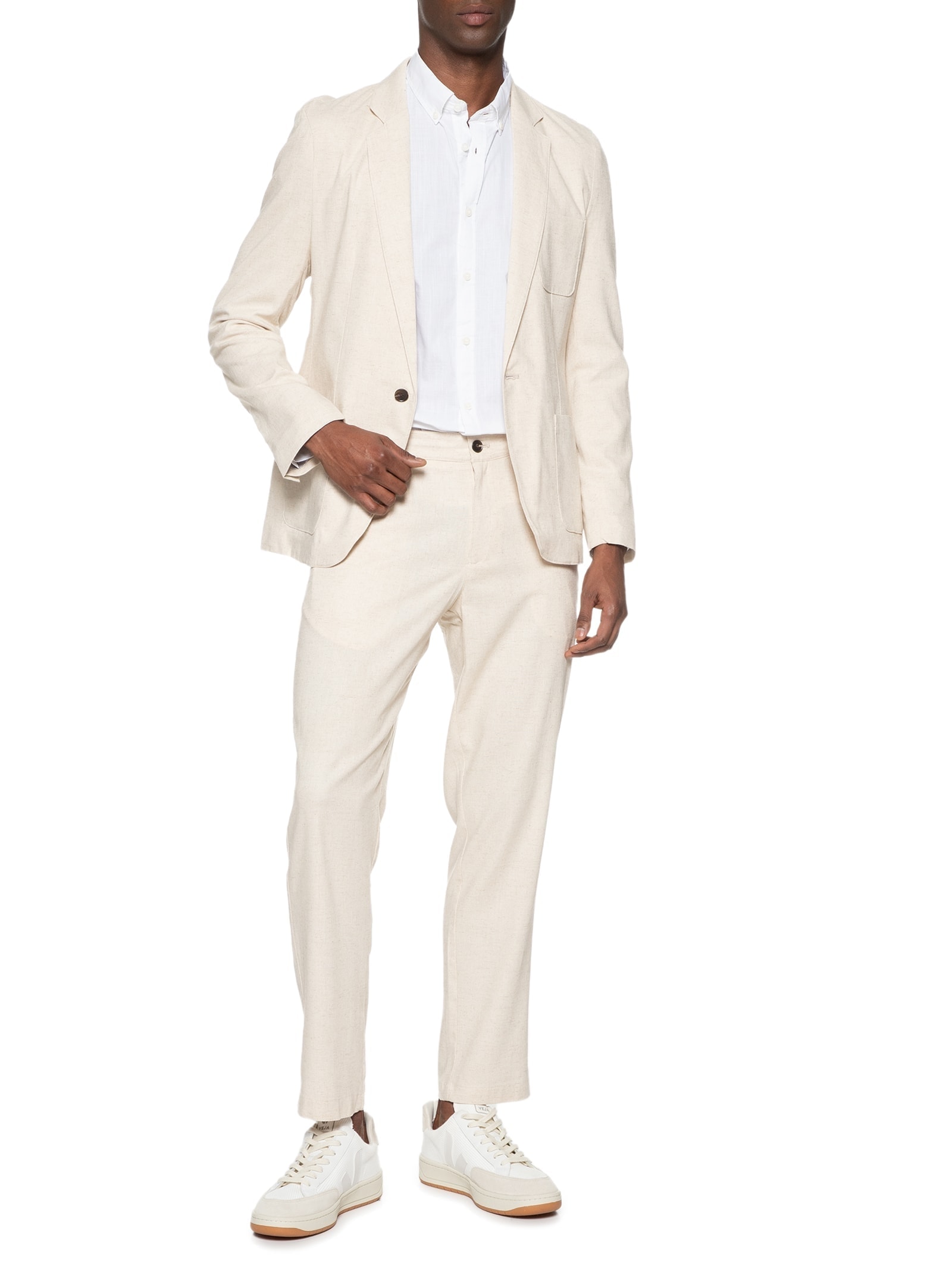 ?Blazer Masculino Em Linho Bege '2 Essential