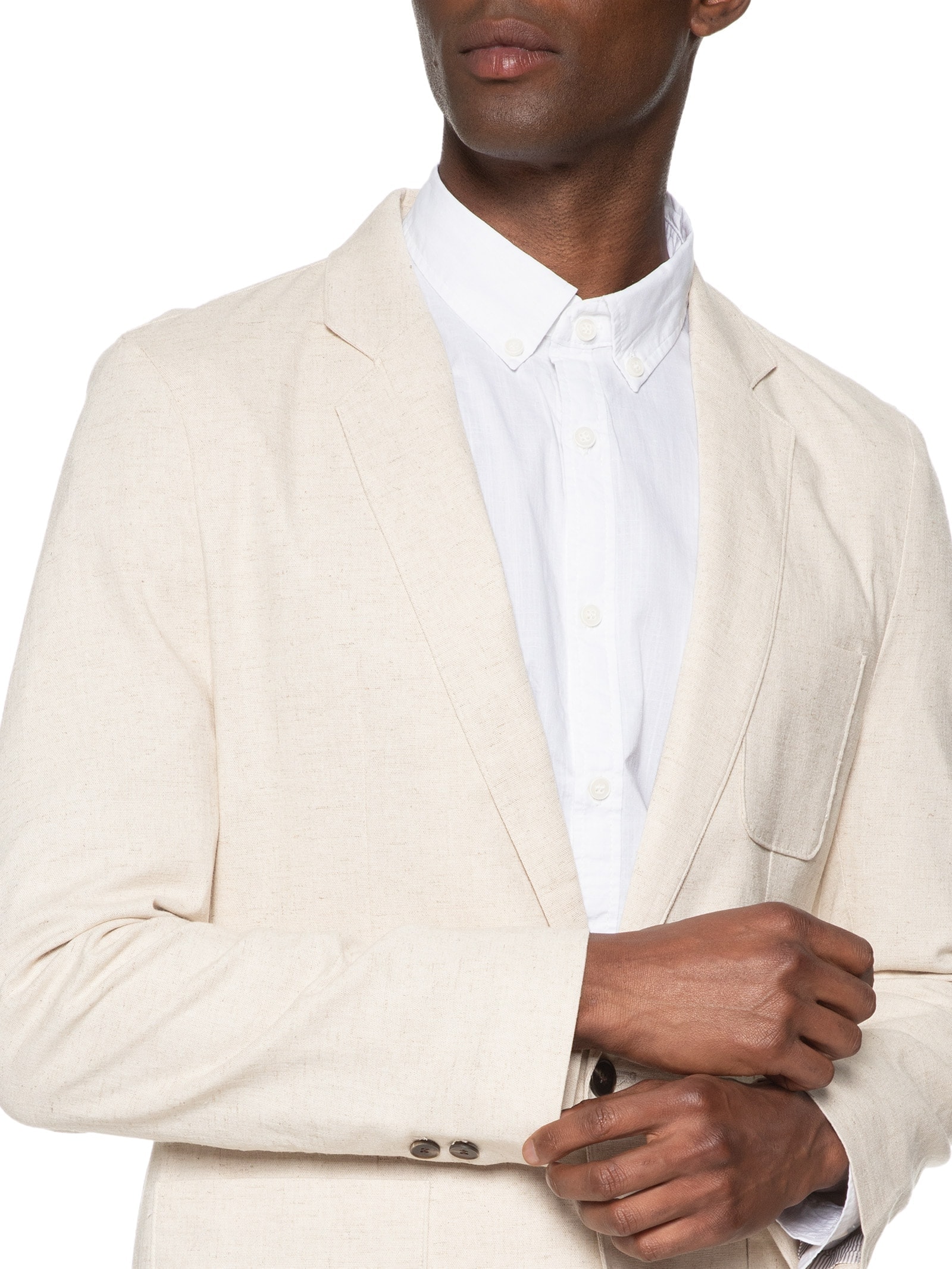 ?Blazer Masculino Em Linho Bege '2 Essential
