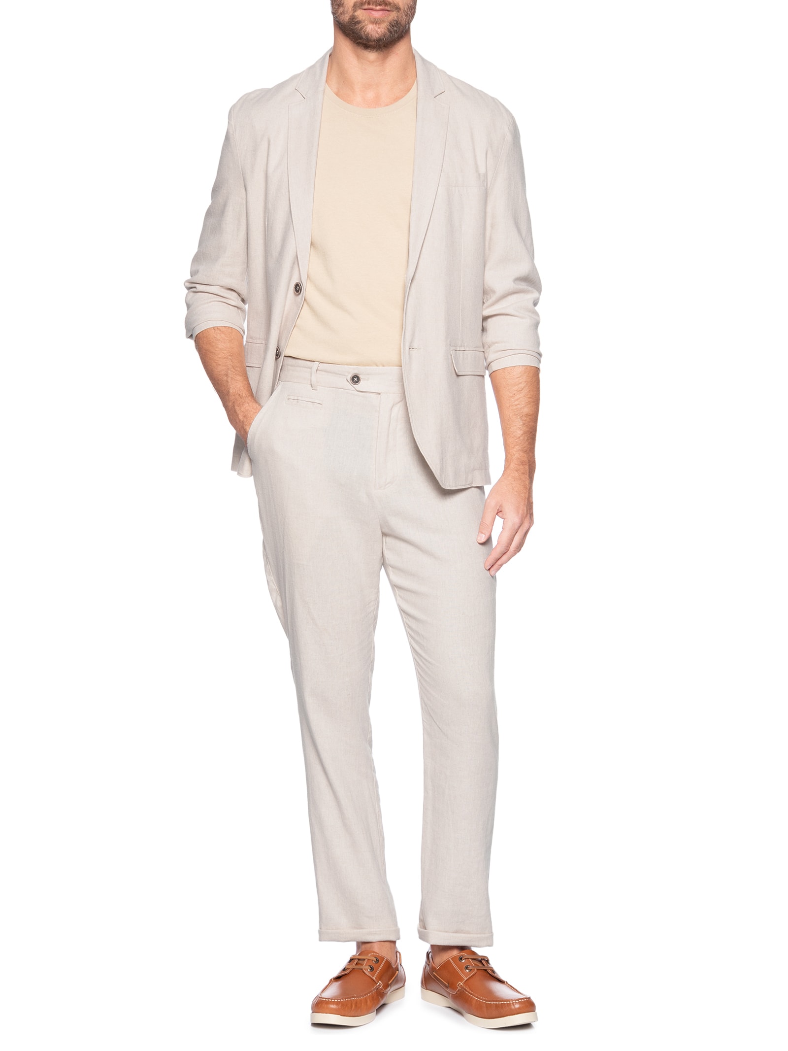 Blazer Masculino Linho Clássico Bege Foxton