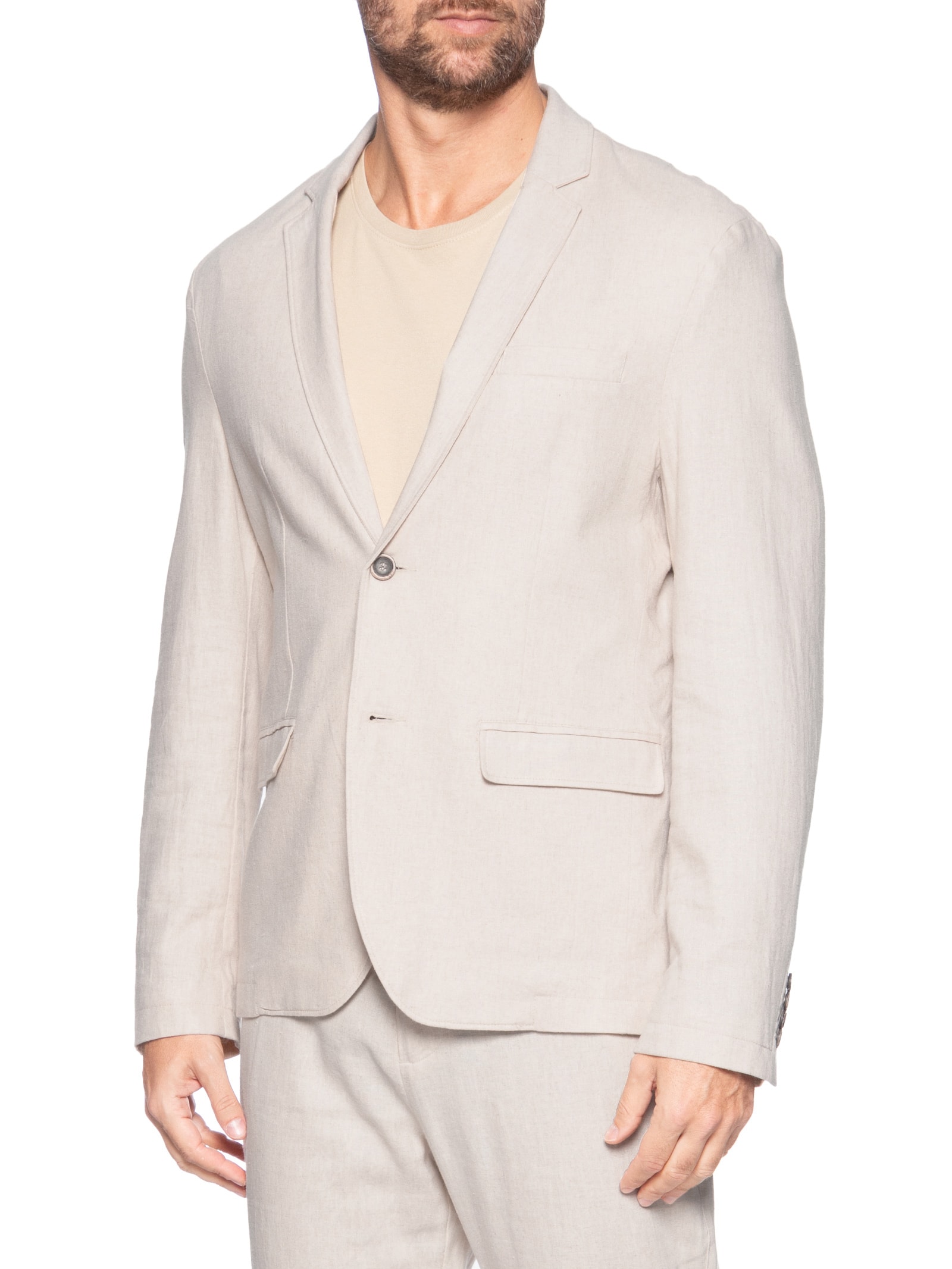 Blazer Masculino Linho Clássico Bege Foxton