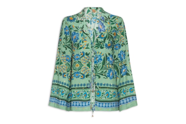 Blusa Amarração Azulejo Florido - Verde