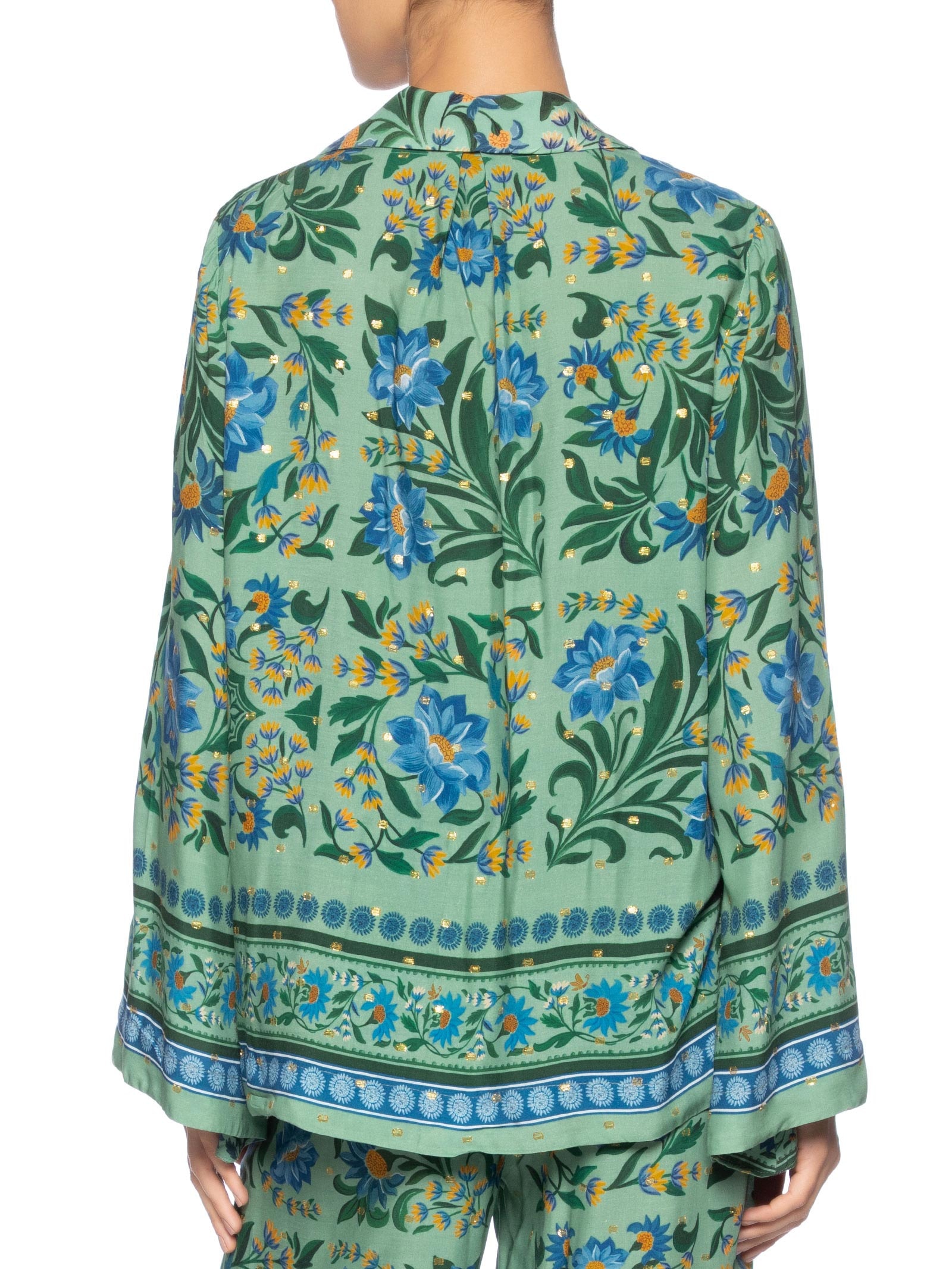 Blusa Amarração Azulejo Florido Verde Farm
