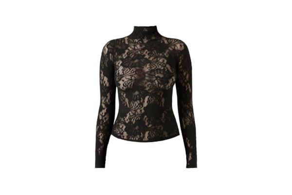 Blusa Arrastão Com Padrão Floral - Preto