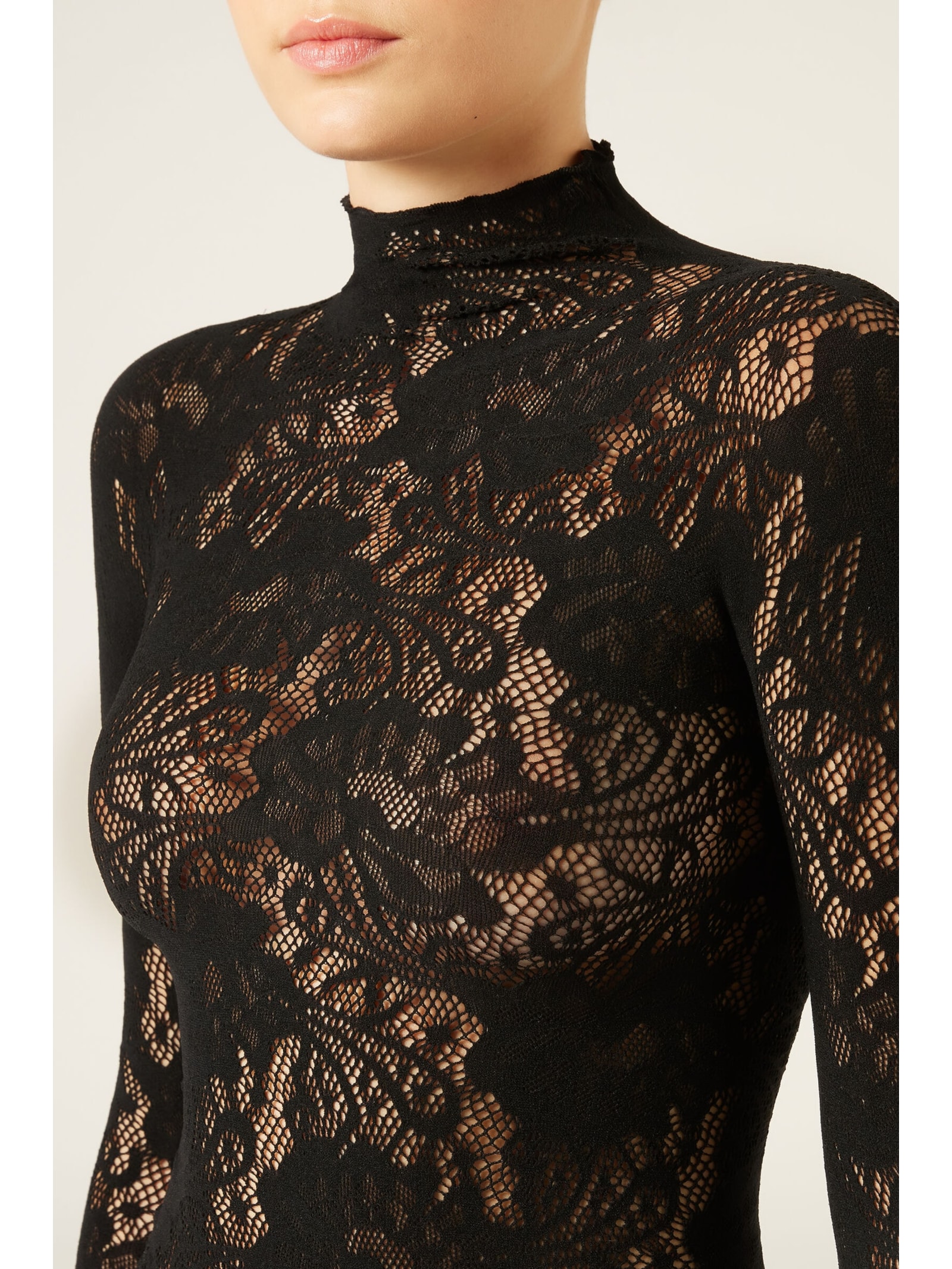 Blusa Arrastão Com Padrão Floral Preto Calzedonia