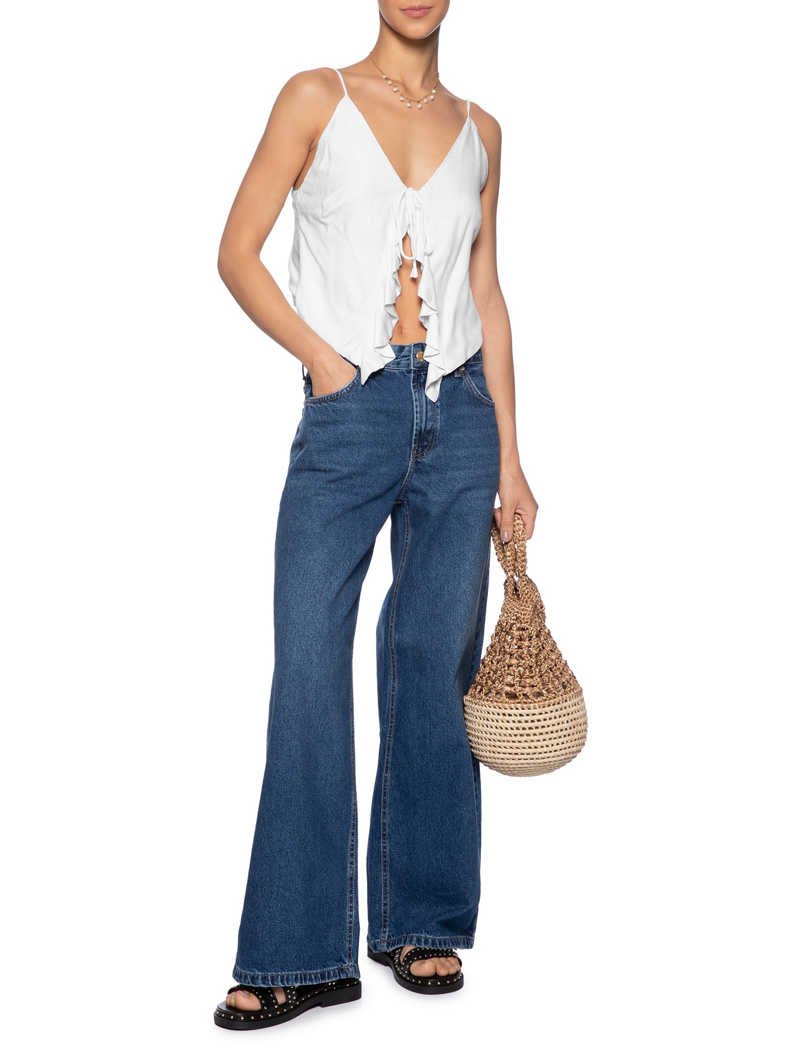 Blusa Babado Branco Farm