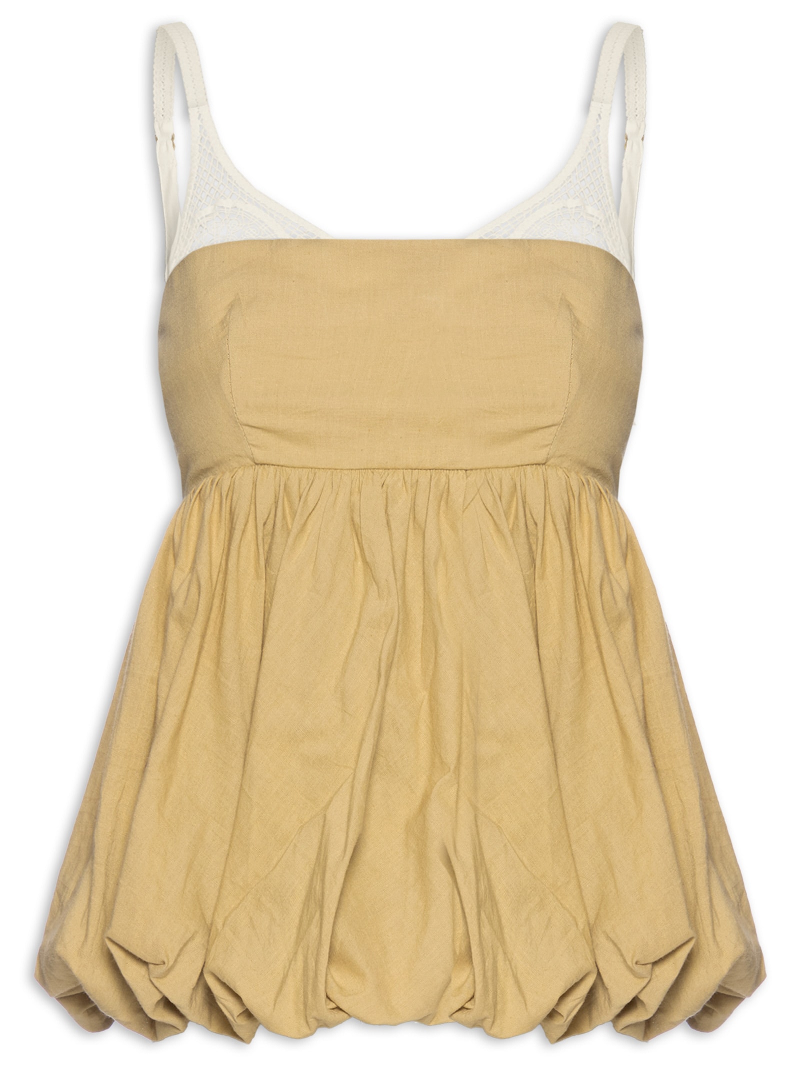 Blusa Balonê Tela Artesanal Bege Farm