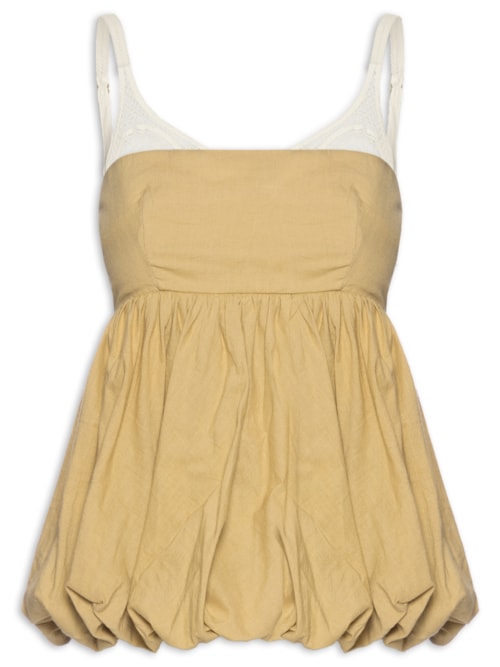 Blusa Balonê Tela Artesanal – Bege