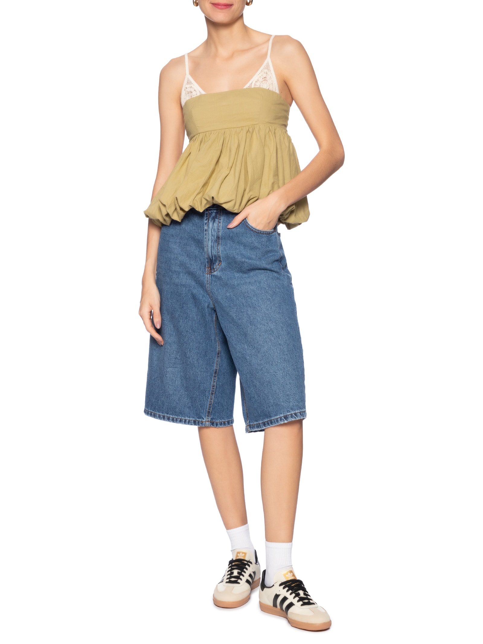 Blusa Balonê Tela Artesanal Bege Farm