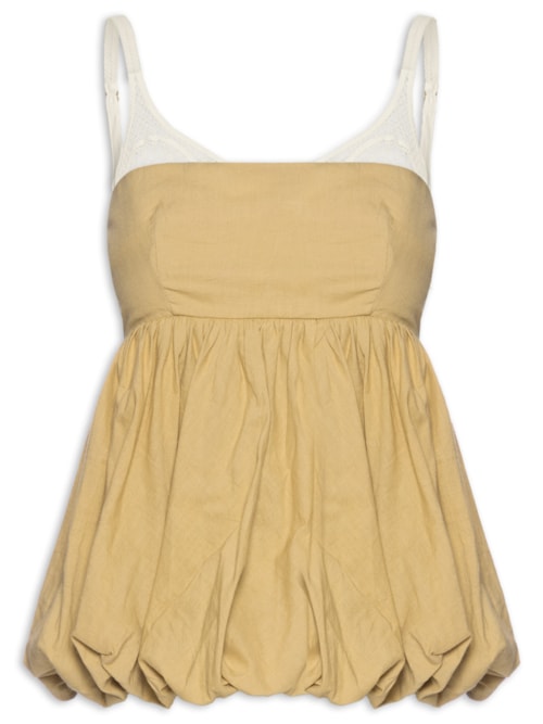 Blusa Balonê Tela Artesanal – Bege