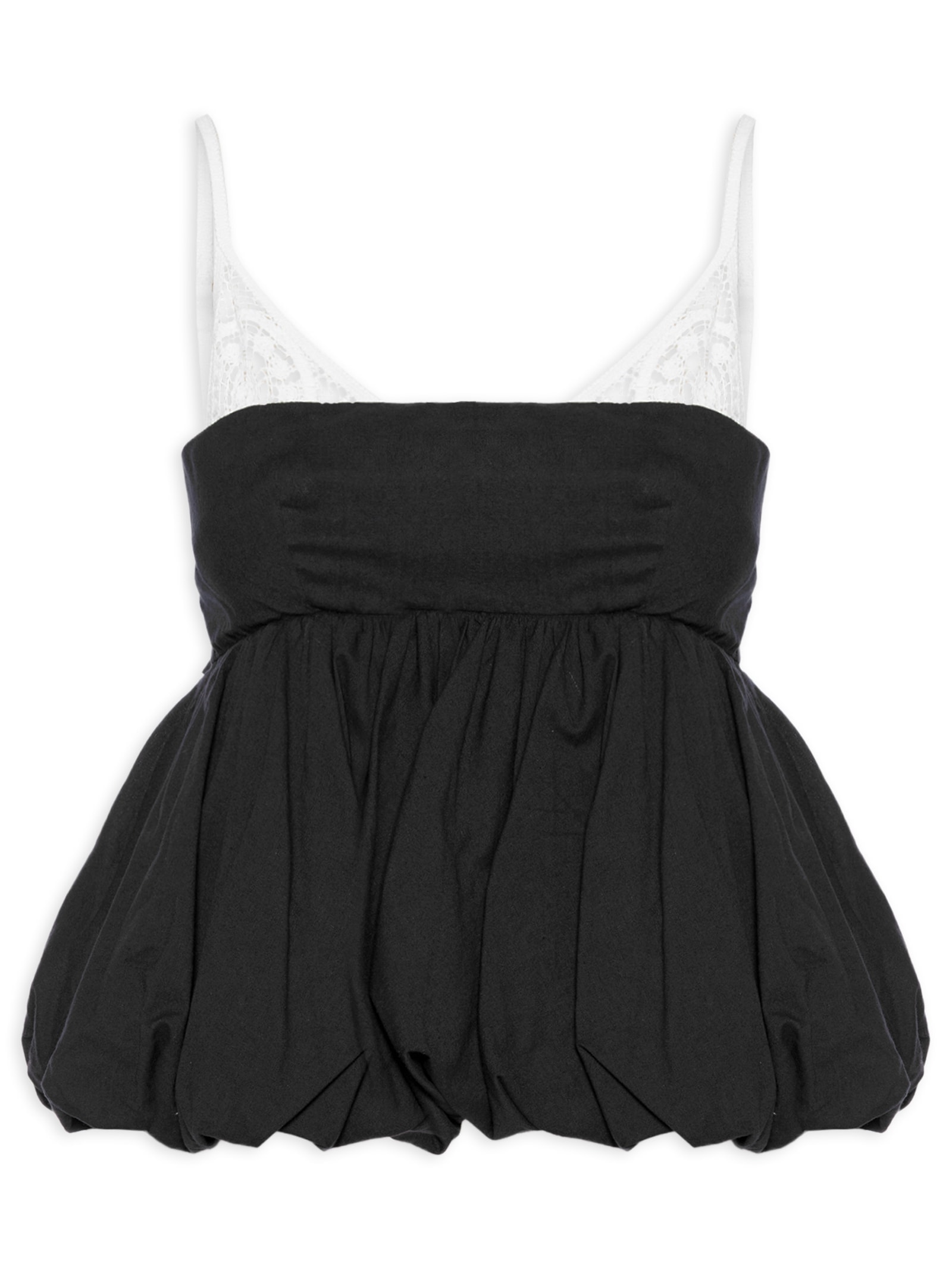 Blusa Balonê Tela Artesanal Preto  Farm