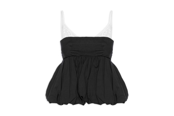 Blusa Balonê Tela Artesanal - Preto 