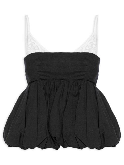 Blusa Balonê Tela Artesanal – Preto