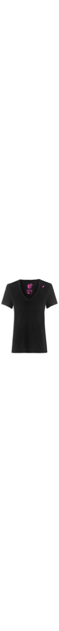 Blusa Básica Algodão Gola V - Preto