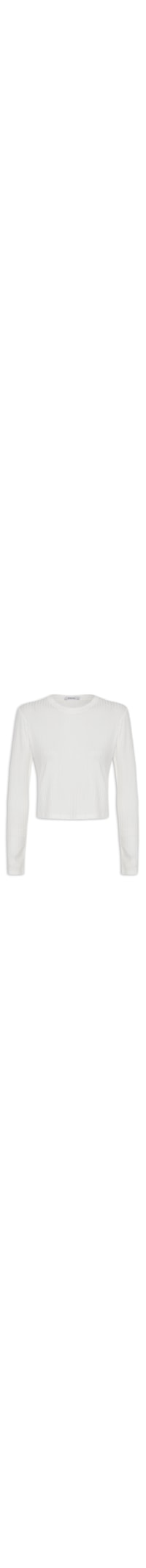 Blusa Canelada Cropped Manga Longa - Off White