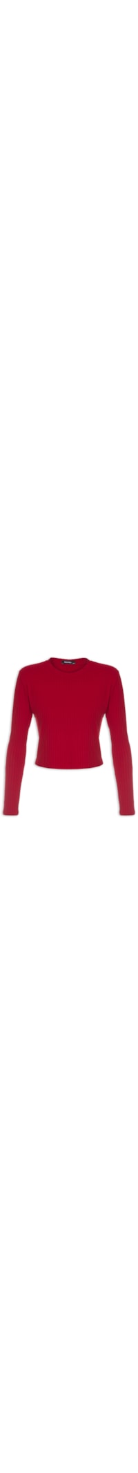 Blusa Canelada Cropped Manga Longa - Vermelho