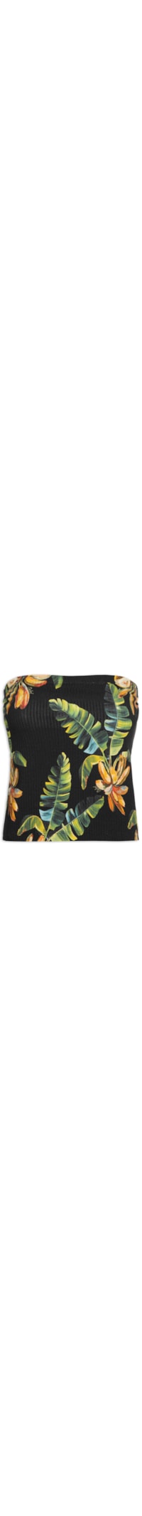 Blusa Canelada Estampada - Preto