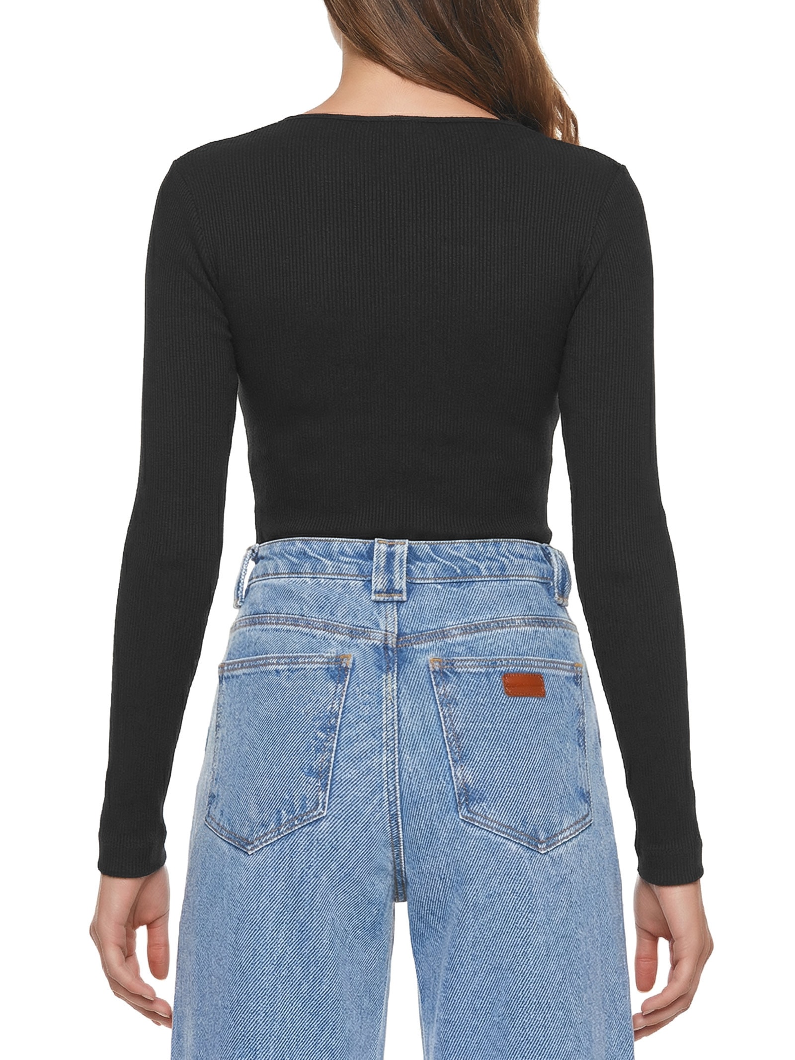 Blusa Canelada Feminina Manga Longa Preto Lança Perfume