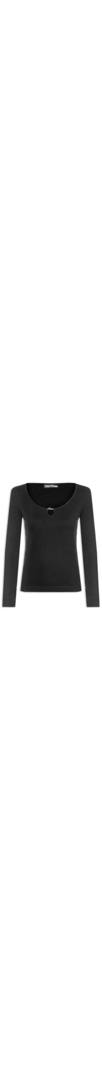 Blusa Canelada Feminina Manga Longa - Preto