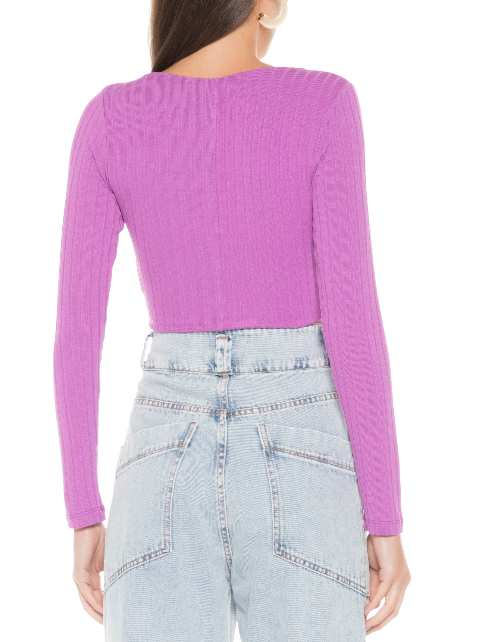 Blusa Canelada Transpasse Frente Roxo Dress To