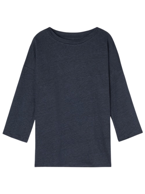 Blusa Com Decote Em Barco Em Linho – Azul