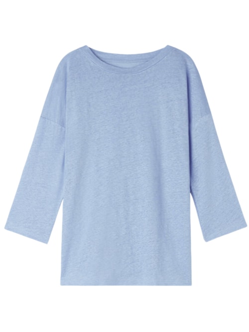 Blusa Com Decote Em Barco Em Linho - Azul