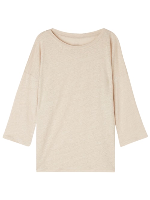 Blusa Com Decote Em Barco Em Linho – Bege